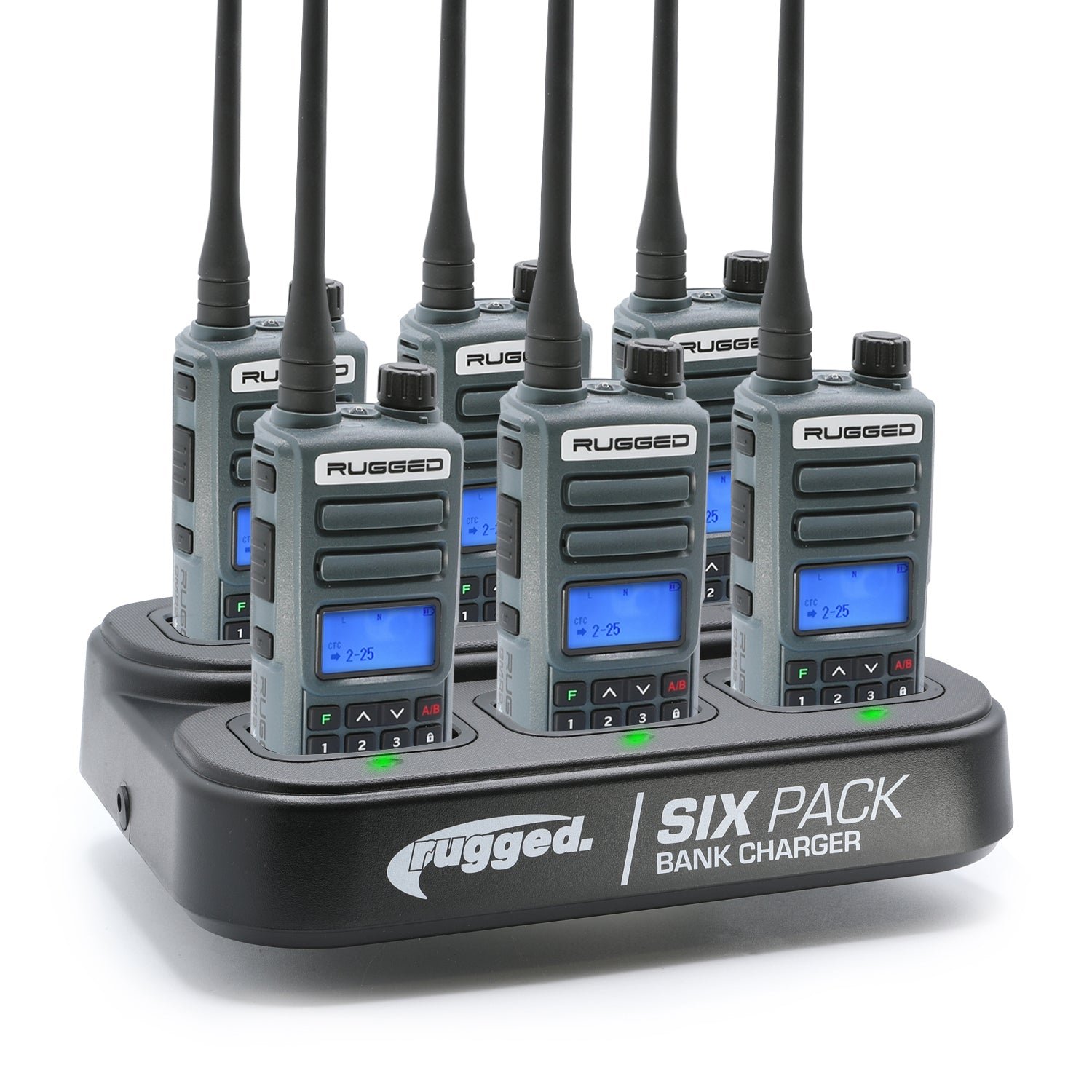 BUNDLE - 6 PACK Bank Charger with GMR2 PLUS GMRS / FRS Two Way Radios ...