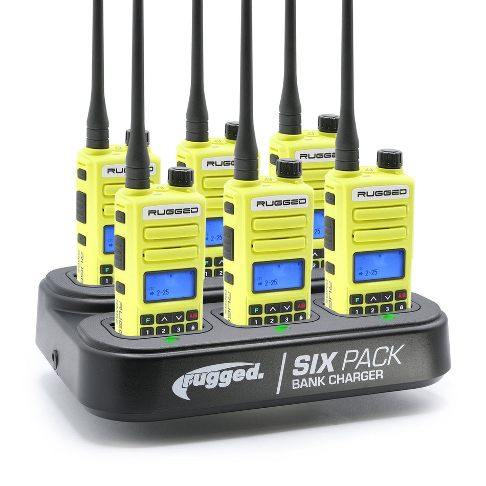 GMRS Handheld Radio and 6-Pack Bank Charger Bundle