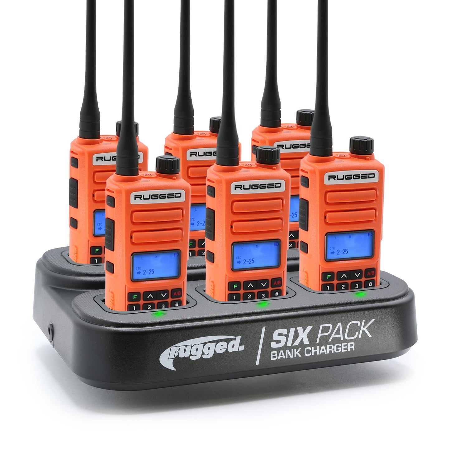 BUNDLE - 6 PACK Bank Charger with GMR2 PLUS GMRS / FRS Two Way Radios ...