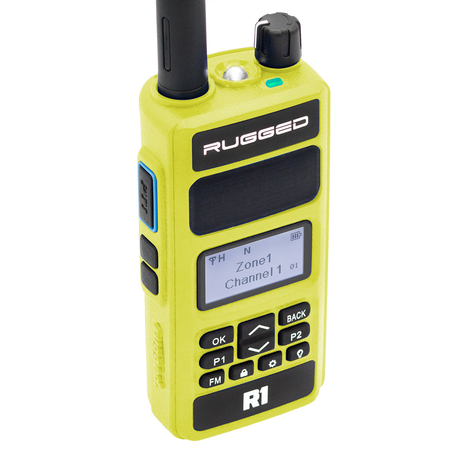 Dual Band Two Way Handheld Radio - Digital and Analog - Model R1 High Vis Yellow - CLEARANCE