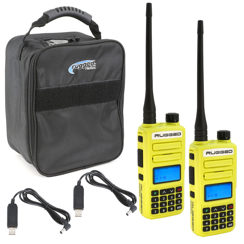 PAQUETE AVENTURA - PAQUETE DE 2 - Radios portátiles bidireccionales GMR2 PLUS GMRS y FRS con baterías XL y antenas de largo alcance - Gris